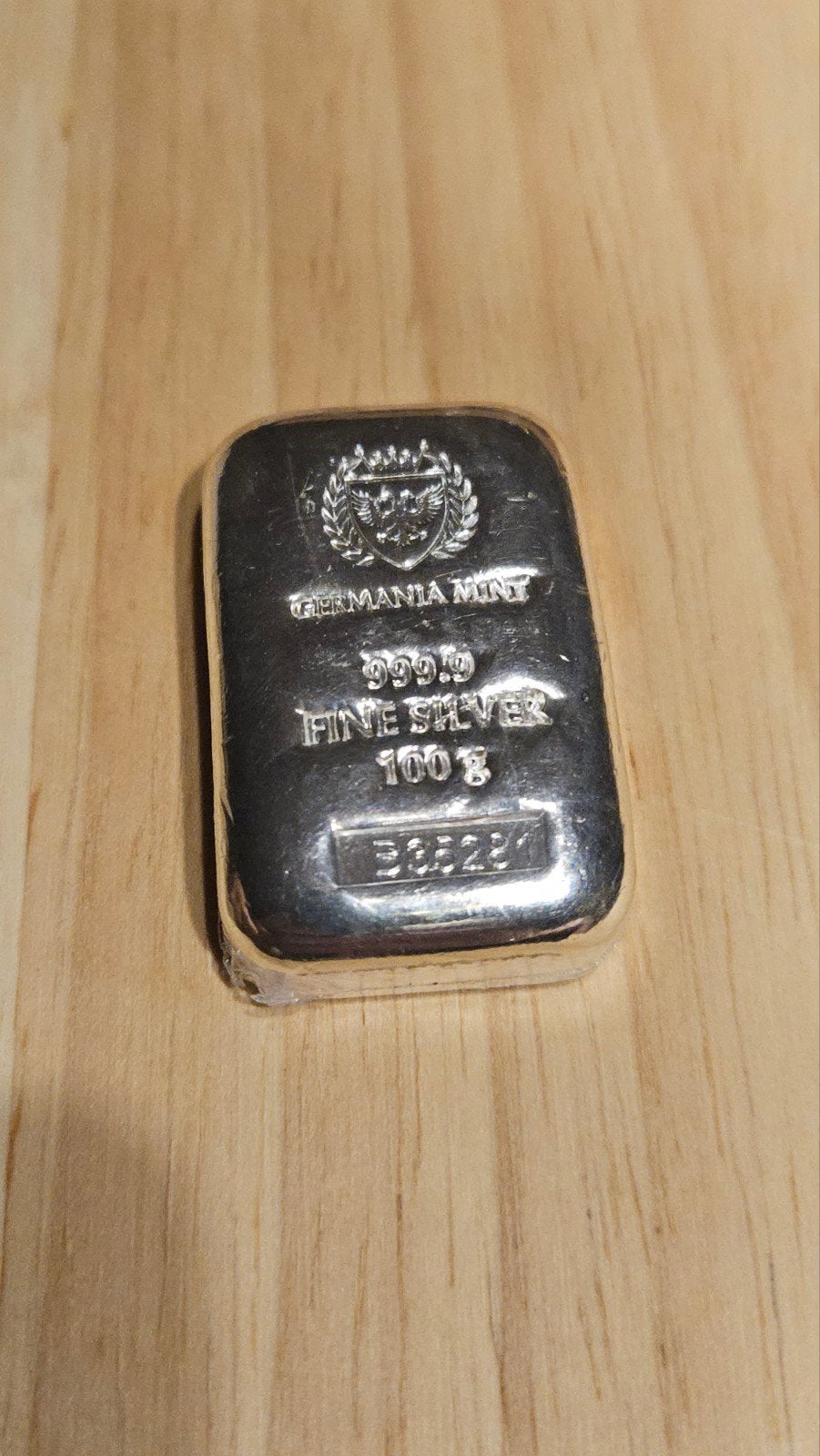 100 gram germania mint, Ophalen of Verzenden, Zilver