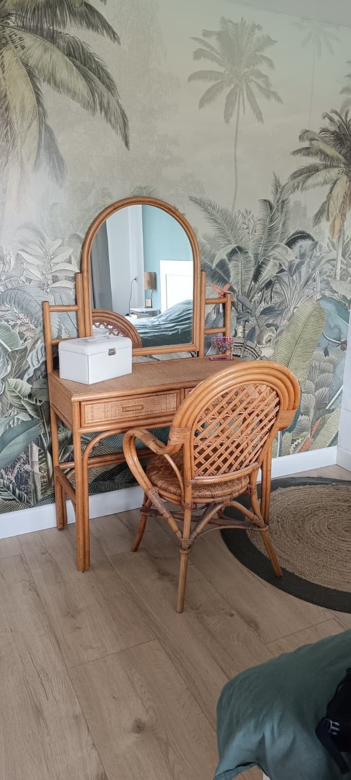 rotan make up tafel en stoel, Overige materialen, Zo goed als nieuw, 150 tot 200 cm, Rotan