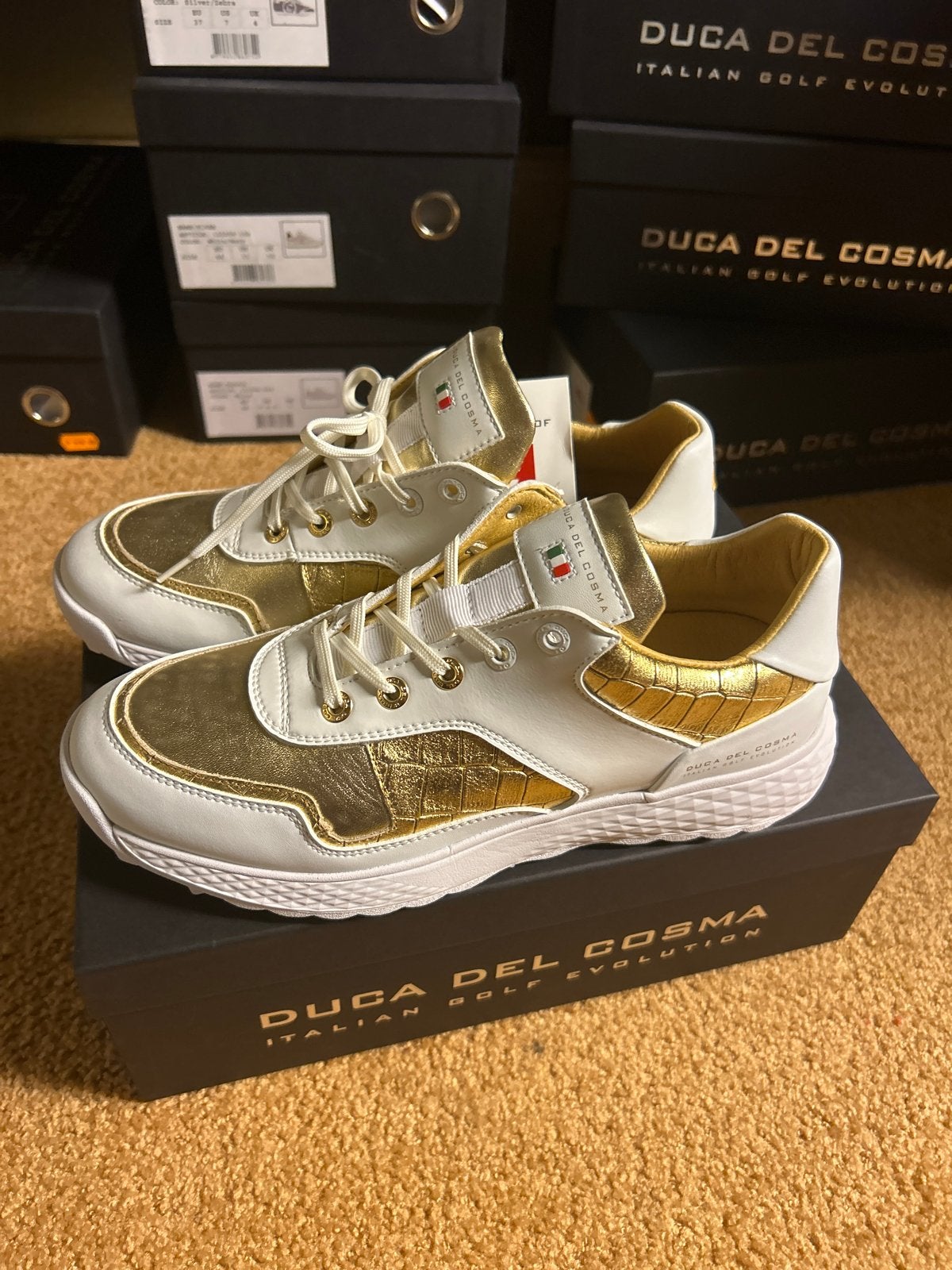 Duca del Cosma dames golfschoenen maat 38 wit/goud, ., Nieuw, Ophalen of Verzenden, .