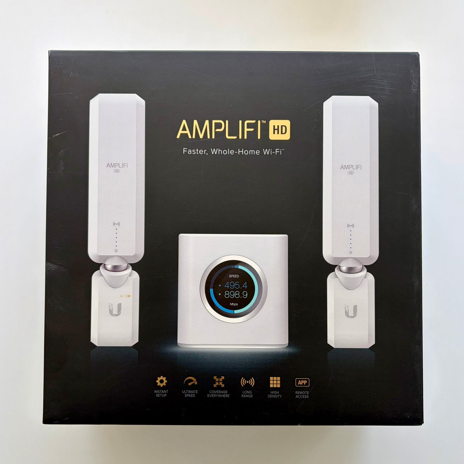 Ubiquity Amplifi HD wireless router met 2 mesh points, Ophalen, Gebruikt, Router, Ubiquiti AmpliFi