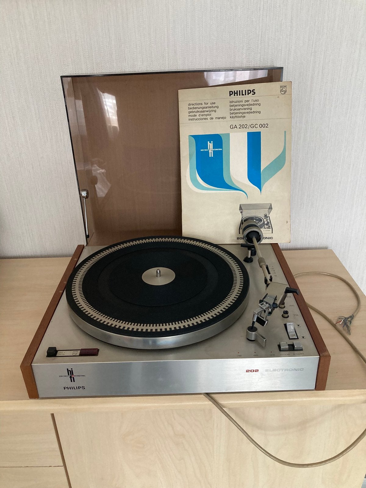 Philips GA 202 Electronic platenspeler vintage + handleiding, Ophalen, Gebruikt, Philips