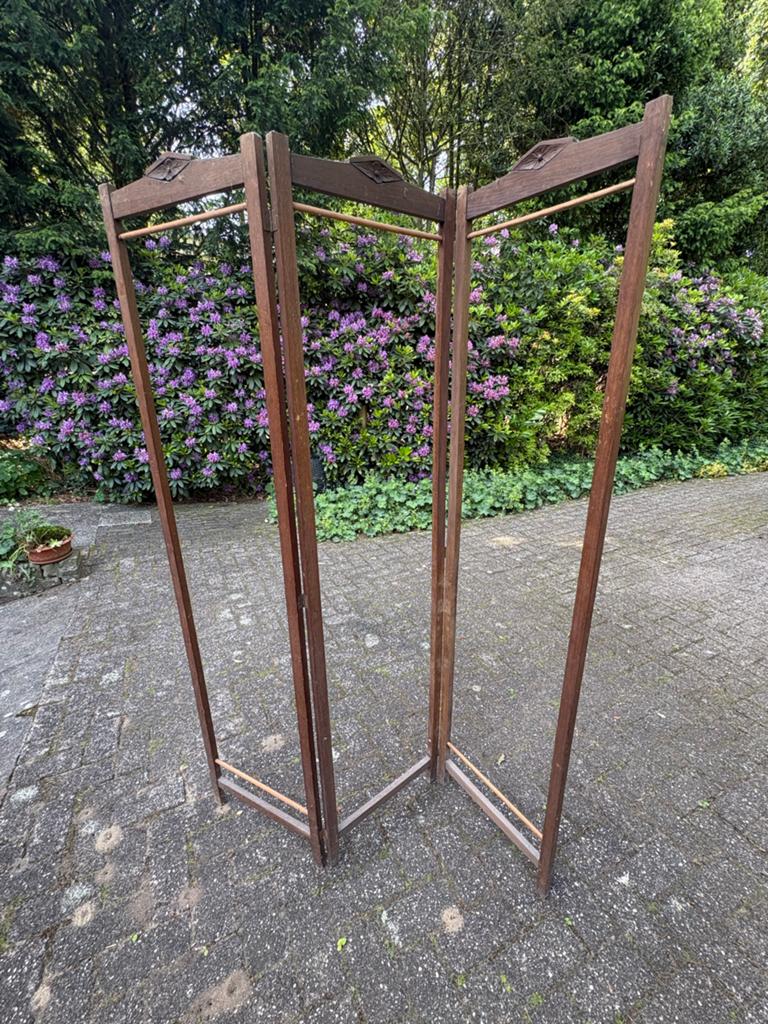 Antiek houten kamerscherm met decoratieve details, Ophalen, Gebruikt