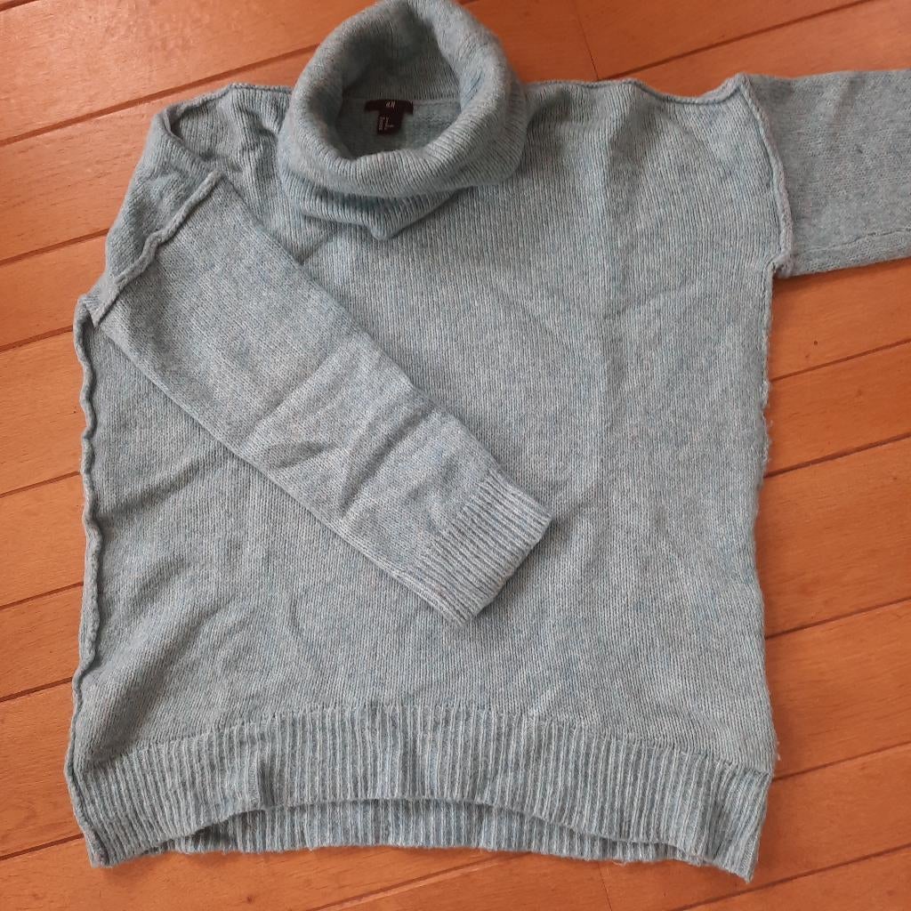 H&M koltrui trui licht blauw wol maat M, Maat 38/40 (M), H&M, Blauw, Ophalen of Verzenden