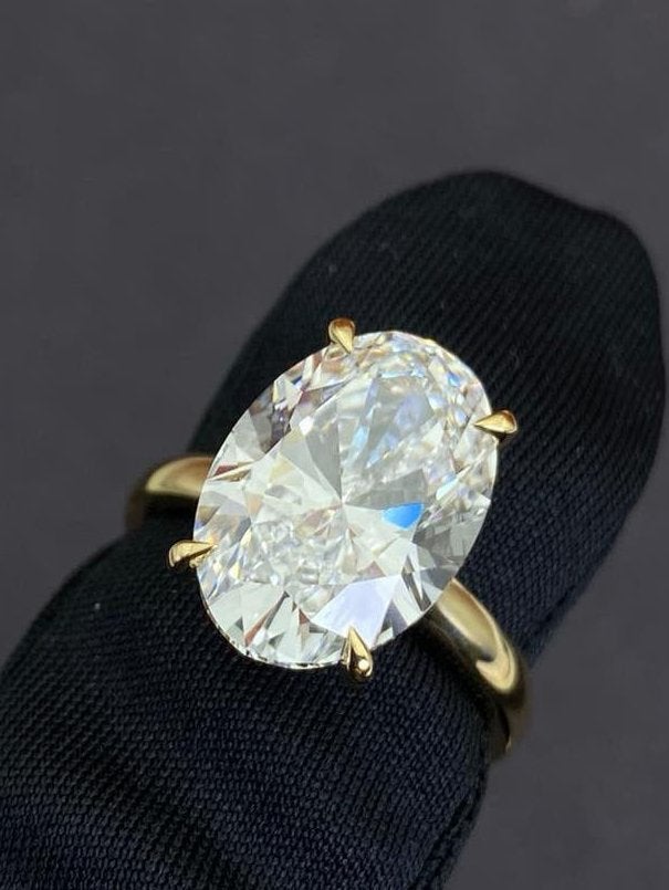 18k gouden ring met ovale lab-grown diamant VS1-D, Ophalen of Verzenden, Dame, Goud, Goud