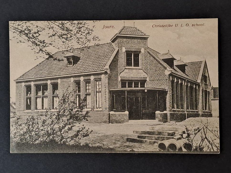 Joure Friesland Zicht op de Christelijke ULO School 1923, Verzamelen, Verzenden, 1920 tot 1940, Gelopen, Friesland