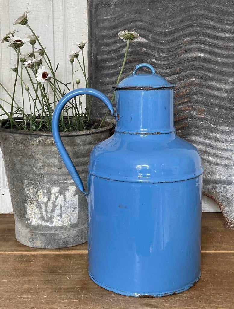 Emaille oude grote melkbus licht blauw, Ophalen of Verzenden