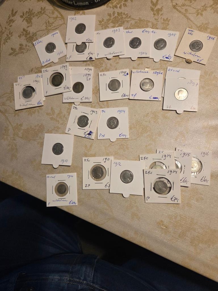 Collectie zilveren munten Koningin Wilhelmina, Setje, Zilver, Ophalen of Verzenden, 10 cent