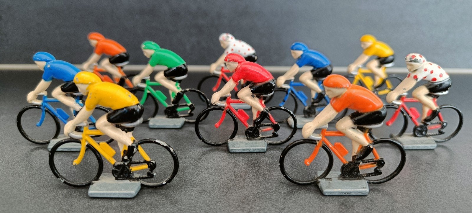 Metalen miniatuur wielrenners Champion., Ophalen of Verzenden, Gebruikt