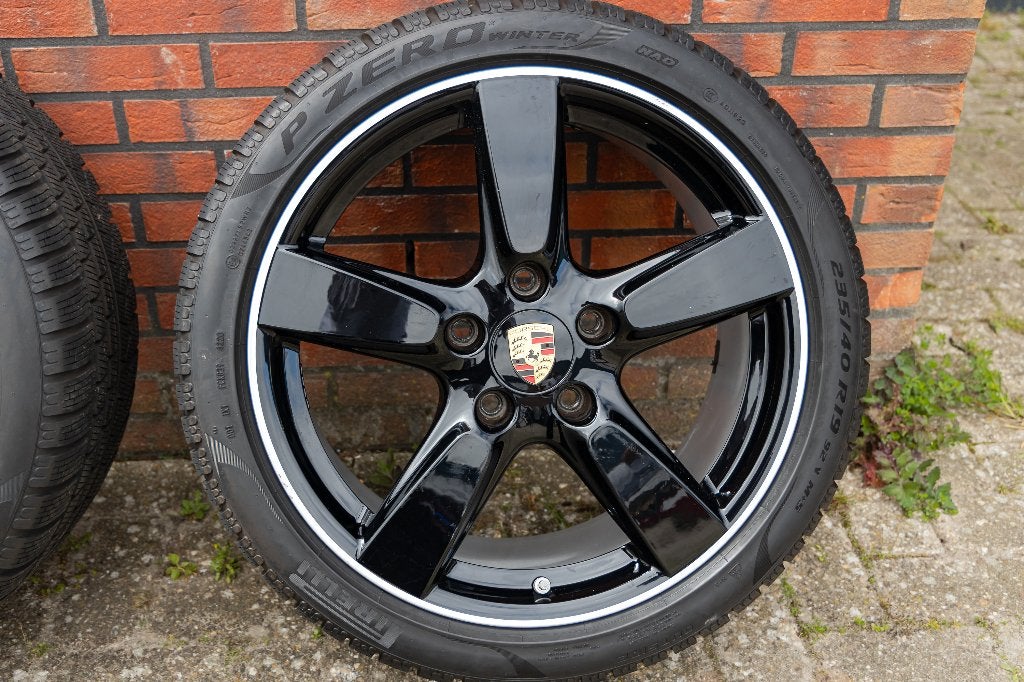 Porsche Boxster set Zwarte Cayman S velgen met winterbanden, Gebruikt, Overige, Banden en Velgen, Winterbanden