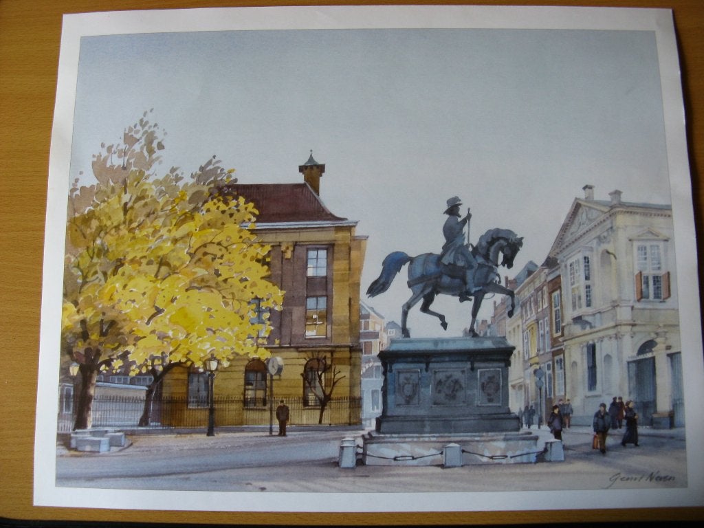 Paleis noordeinde den haag aquarel kunstenaar gerrit neven, Ophalen of Verzenden, Voor 1940, Zo goed als nieuw, Overige onderwerpen