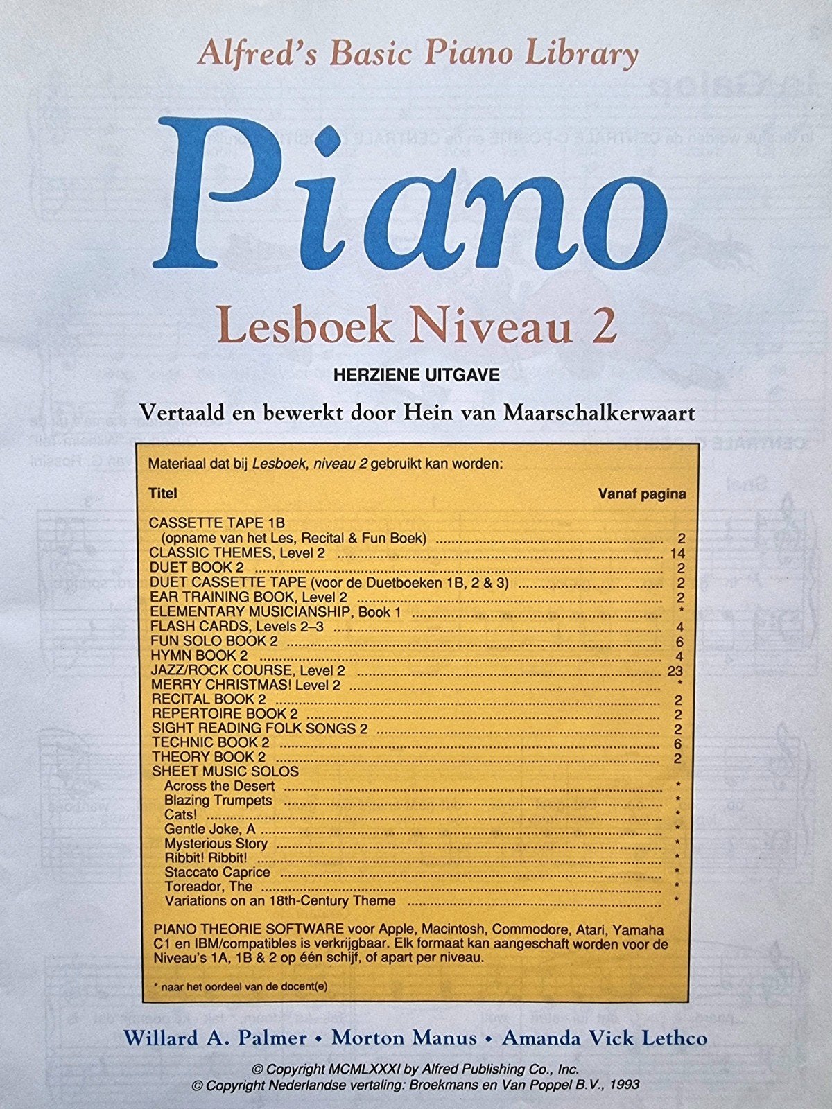 Alfred's Basic Piano Library Lesboek Niveau 2 P70, Muziek en Instrumenten, Gebruikt, Verzenden, Les of Cursus, Piano