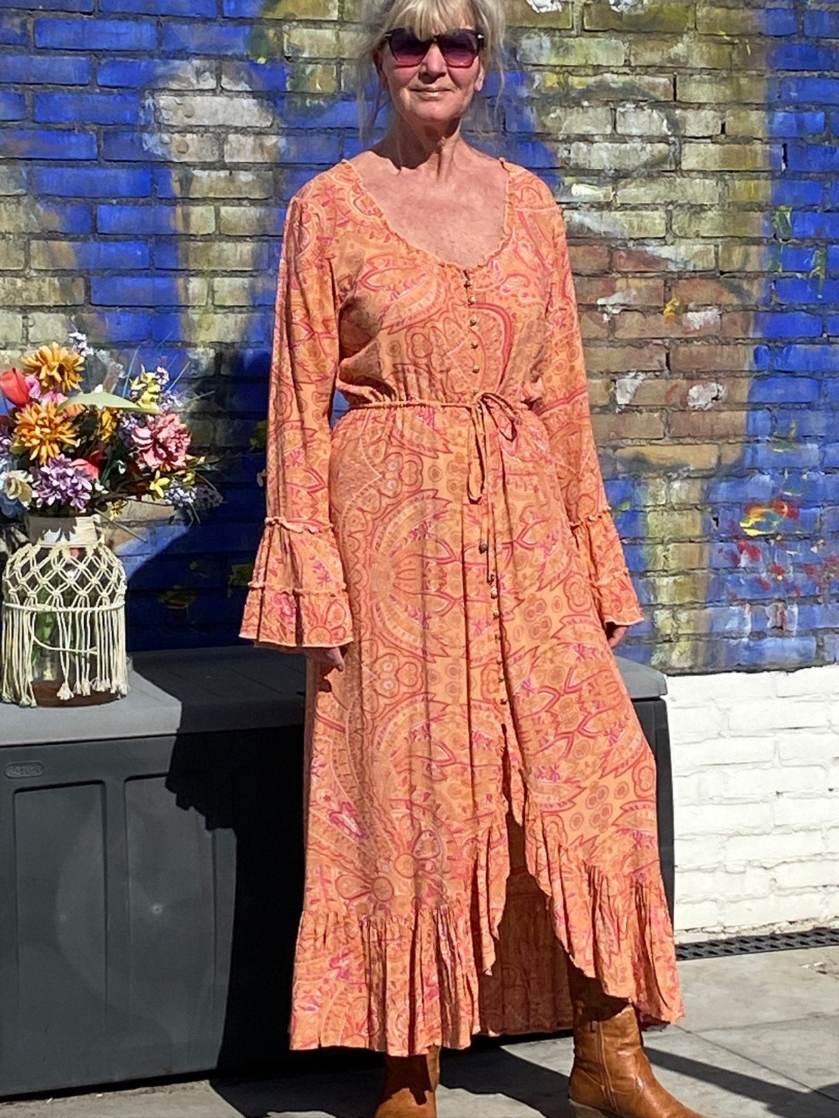 Ibiza jurk Boho Bohemien mt 36-40, Ophalen of Verzenden, Zo goed als nieuw, Maat 36 (S), Onder de knie