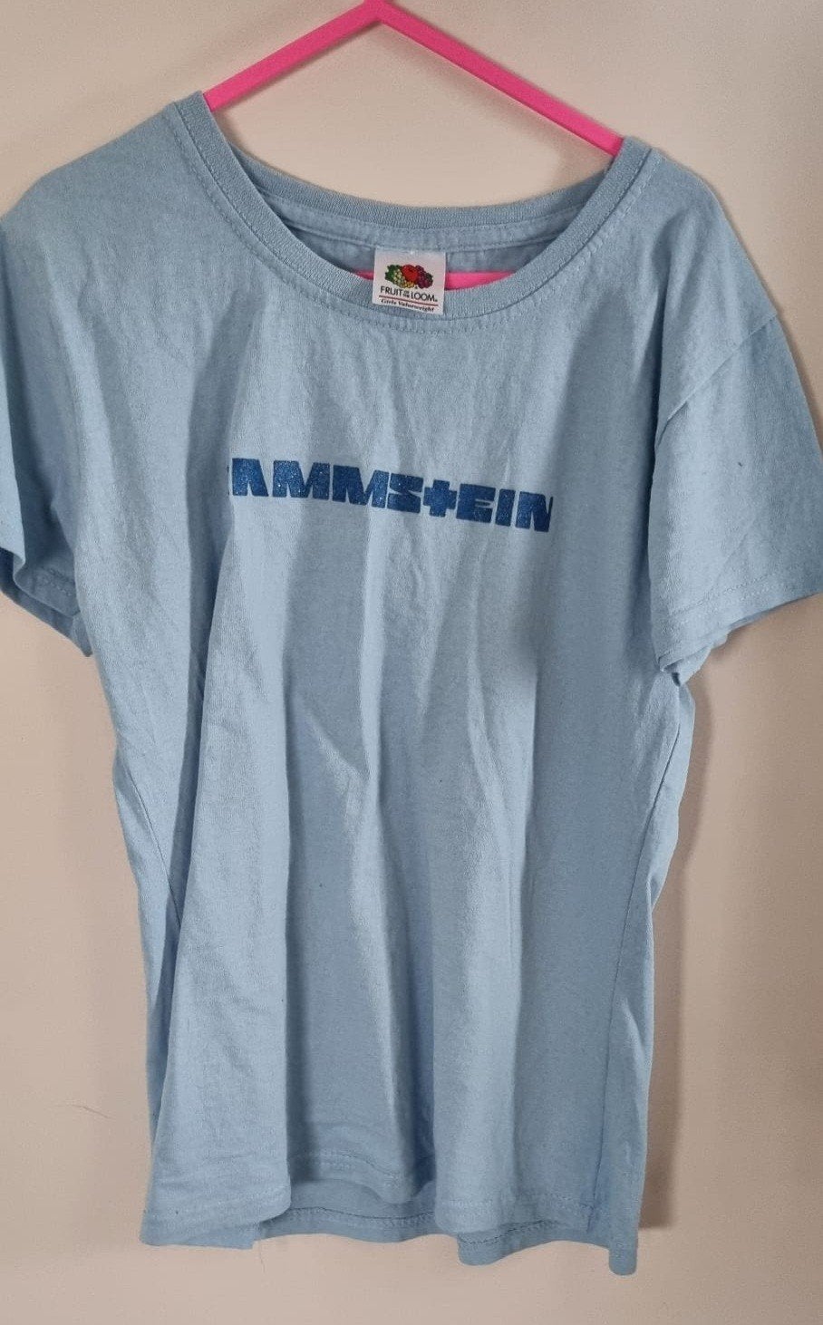 Rammstein tshirt blauw met logo maat 152 12 - 13 jaar, Ophalen of Verzenden, Gebruikt, Jongen of Meisje, Shirt of Longsleeve
