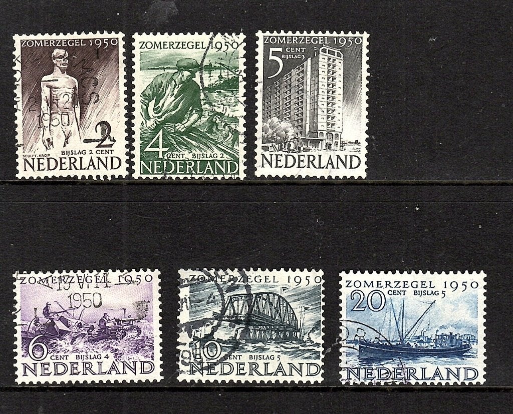nvph 550-555 zomerzegels 1950 gebruikt zie scan 433, Postzegels en Munten, Ophalen of Verzenden, Na 1940, Gestempeld
