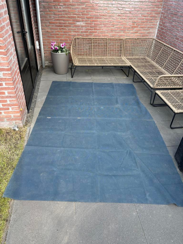 2x Camping tapijt/kleed blauw 1,95x2,95m (gebruikt), Caravans en Kamperen, Kampeeraccessoires, Ophalen, Gebruikt