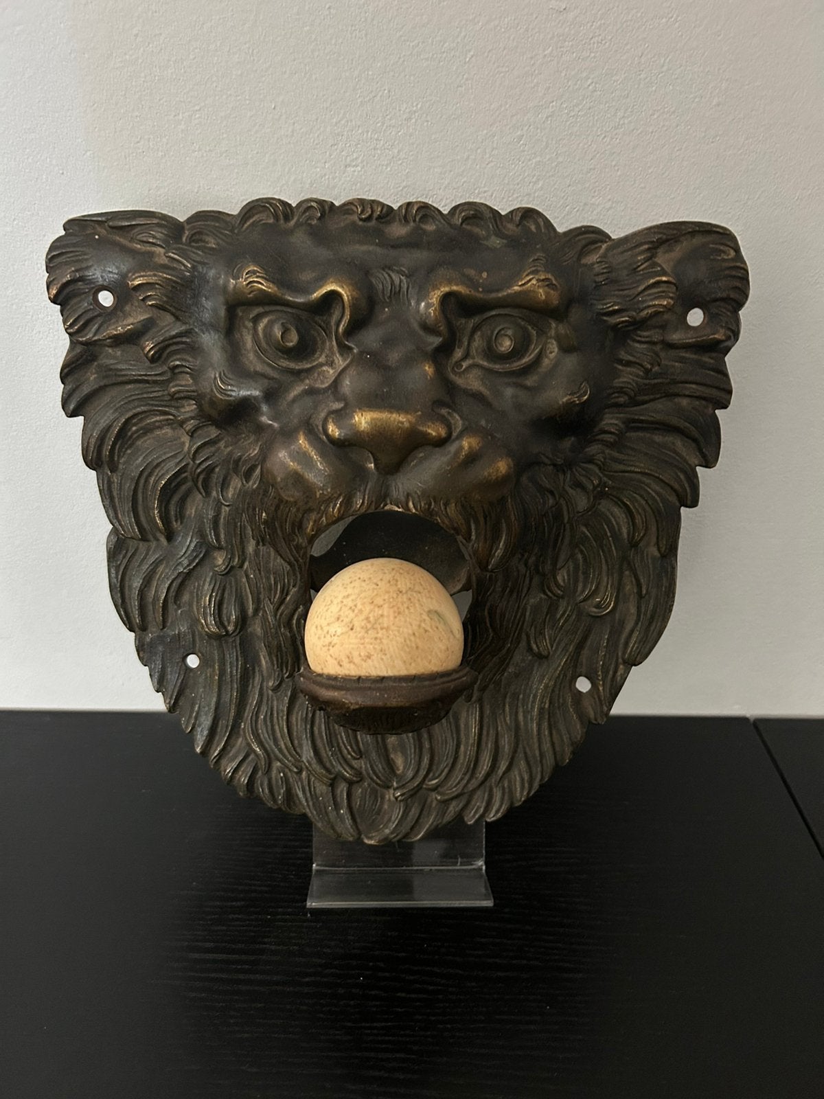 Bronzen leeuwenkop biljartbal opvanger, Ophalen of Verzenden