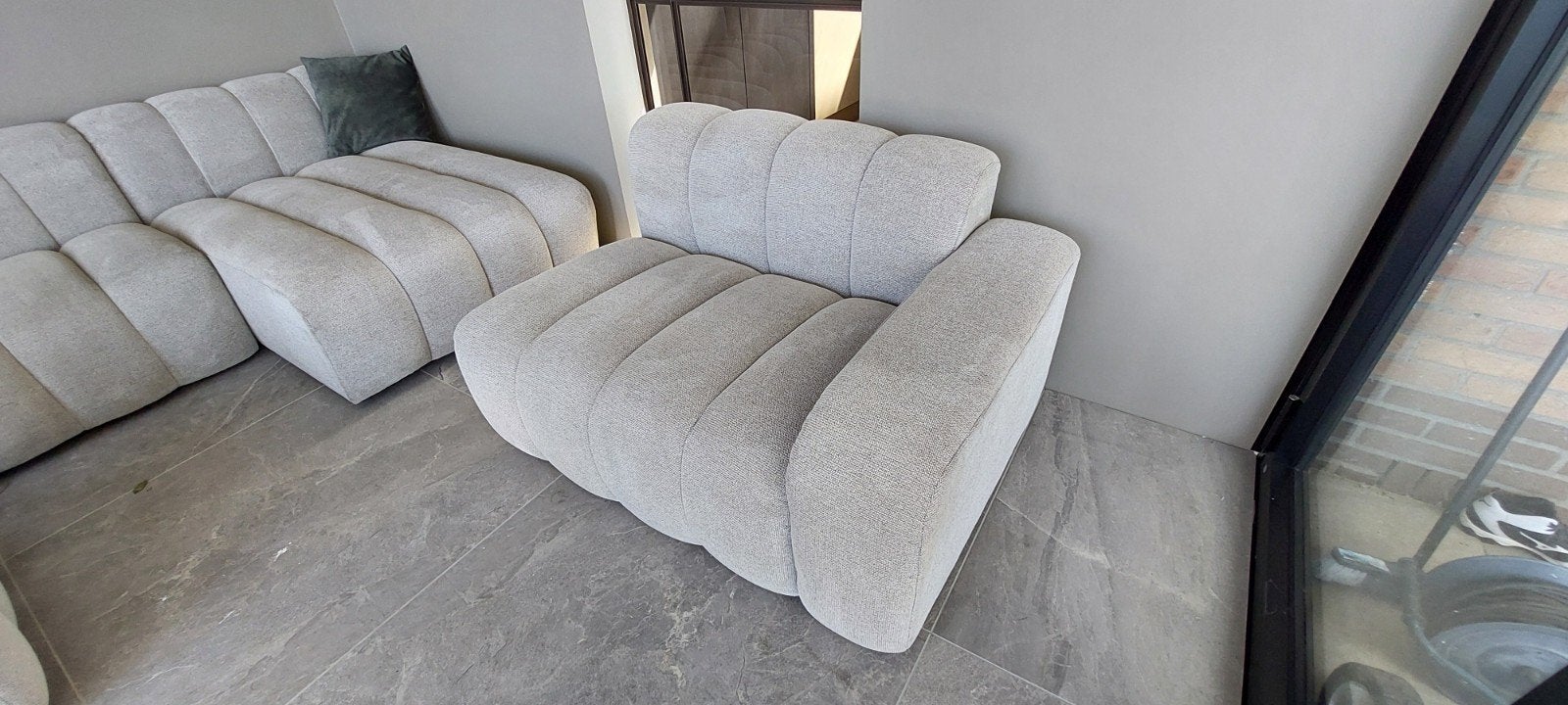Bank / Sofa X4 Hoekelement Links  4x6 SOFA, Ophalen, Eenpersoons, Japandi Organisch design ronde vormen lounge, 75 tot 100 cm