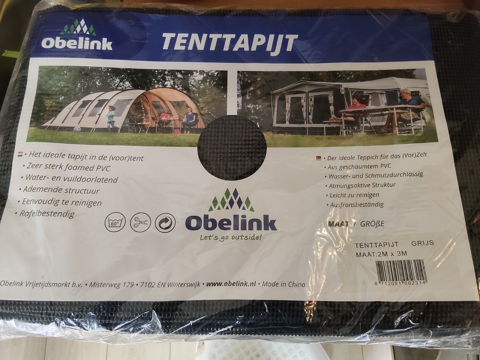 Nieuw Obelink Tenttapijt Zwart 2x3m - Ongeopend, Ophalen, Nieuw