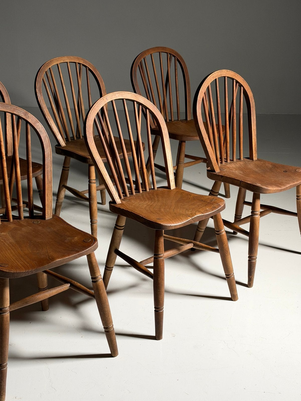 Set van 6 Windsor stoelen antiek, Bruin, Ophalen of Verzenden, Vijf, Zes of meer stoelen, A