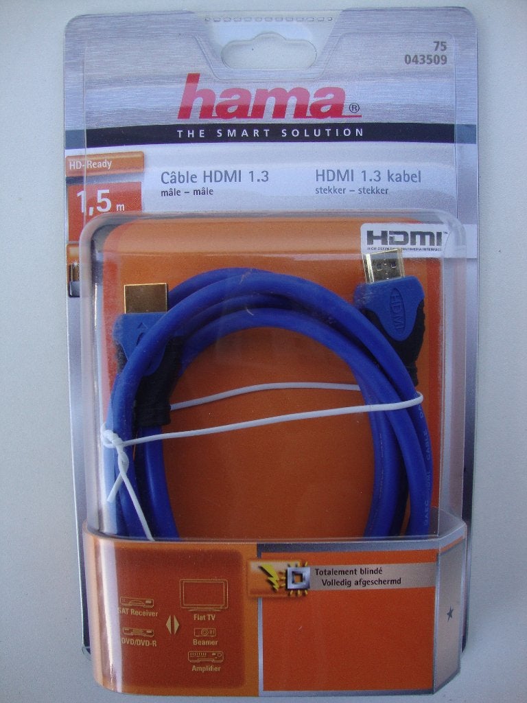HAMA HDMI KABEL 1,5 METER HIGH SPEED VERGULD HDTV HD TV, Ophalen of Verzenden, Nieuw, Minder dan 2 meter, HDMI-kabel