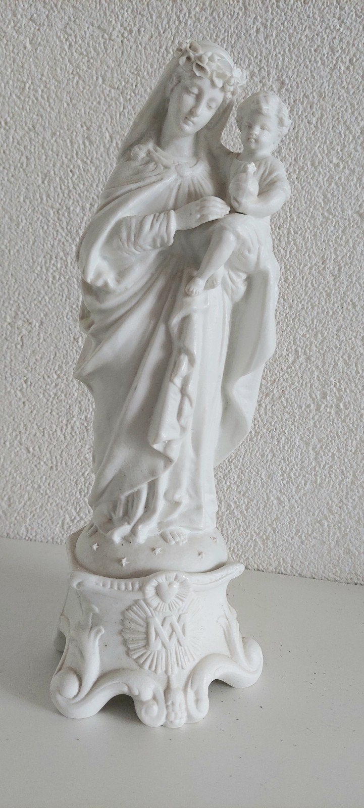 Biscuit porseleinen beeld van Maria met kind, Antiek en Kunst, Ophalen of Verzenden