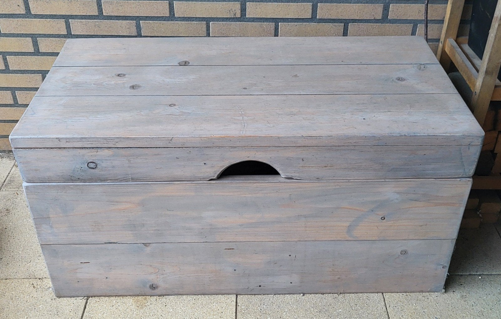 Grote steigerhouten kist, Tuin en Terras, Ophalen, Gebruikt