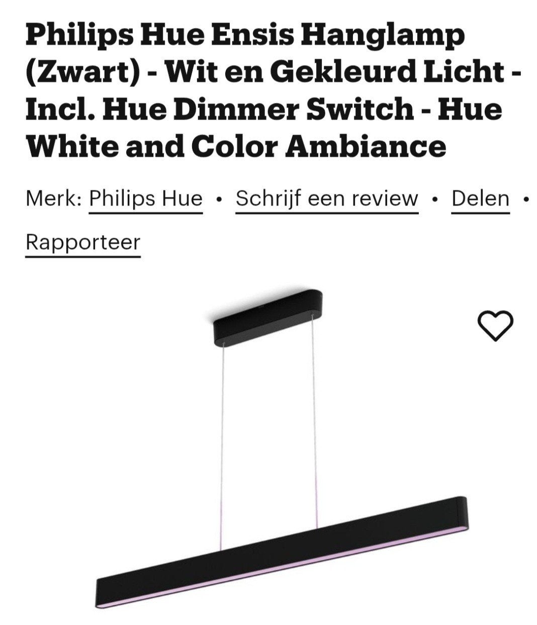 Philips Hue Ensis Hanglamp Zwart - Nieuw in doos, Ophalen of Verzenden