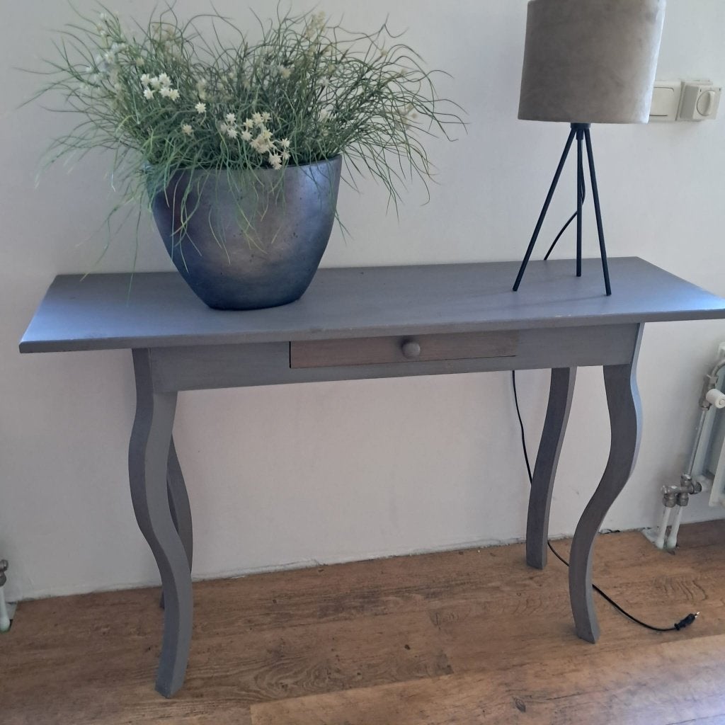 grijze barokke sidetable, Ophalen, Gebruikt, 100 tot 150 cm, Grenenhout