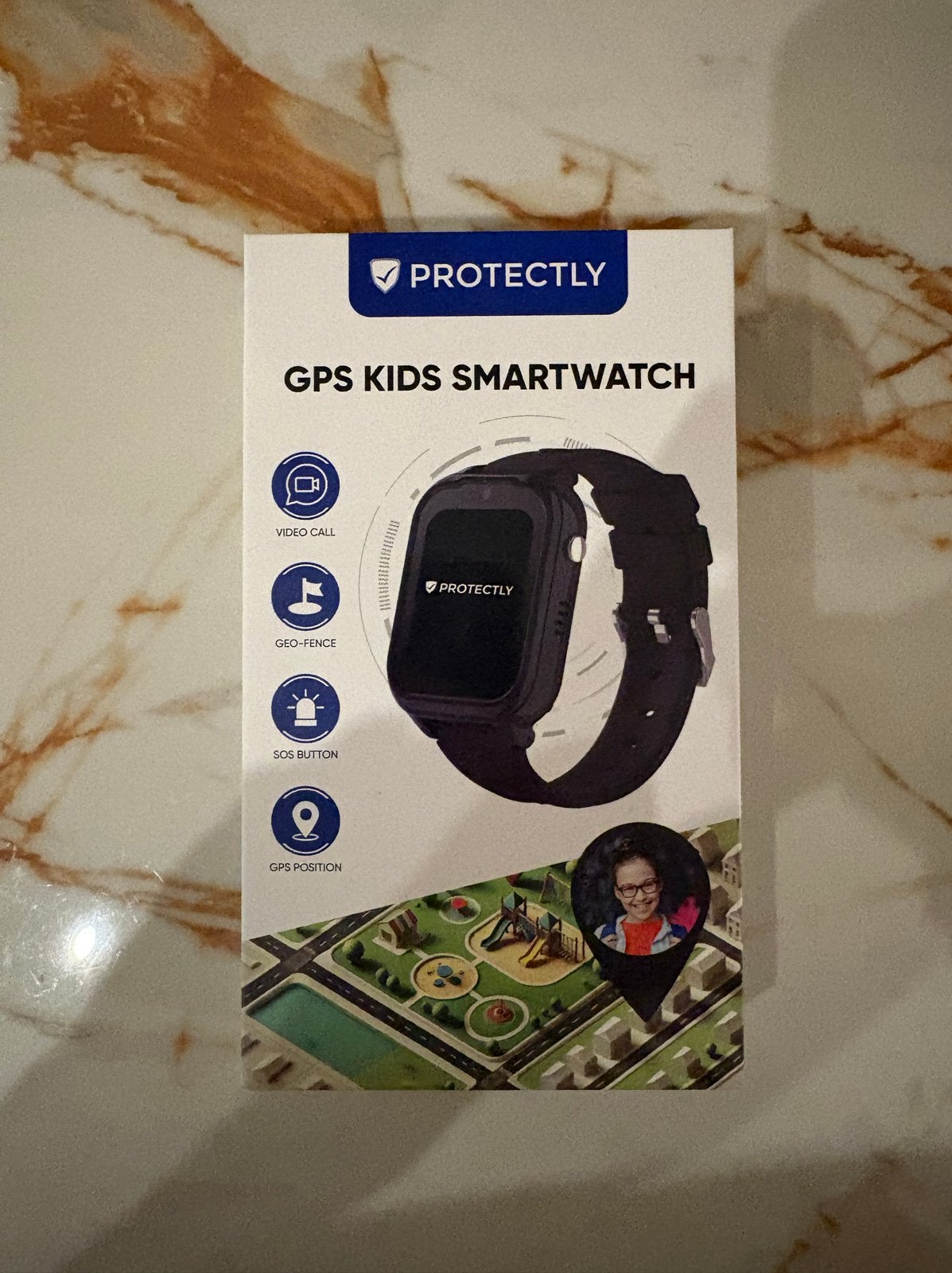 Nieuwe Protectly GPS Kids Smartwatch, Zwart, Nieuw, Ophalen of Verzenden, GPS