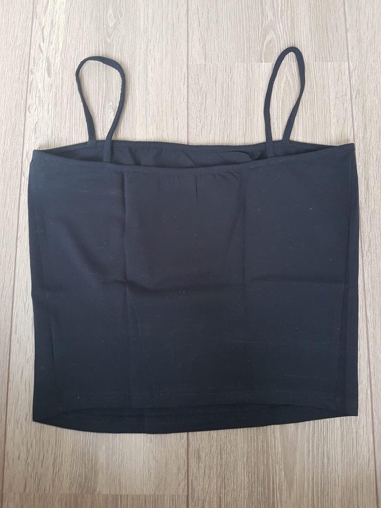 Kort Topje Zwart M Ongedragen 95% cotton 5% elastaan, Maat 38/40 (M), H&M, Verzenden, Zwart