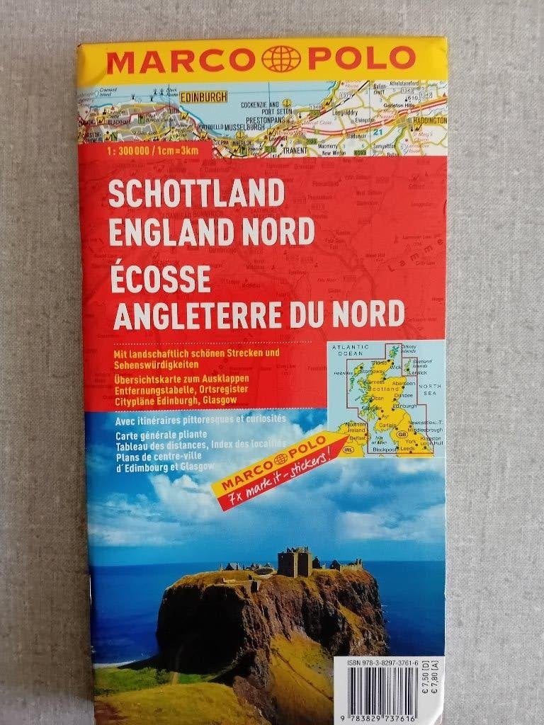 Boek en landkaart Schotland en Noord Engeland, Ophalen, ANWB, Europa, Zo goed als nieuw