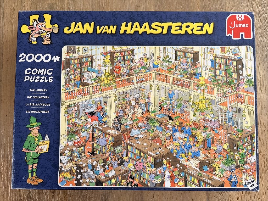 Jan van Haasteren: De bibliotheek (2000 stukjes), Ophalen of Verzenden, Meer dan 1500 stukjes, Gebruikt, Legpuzzel