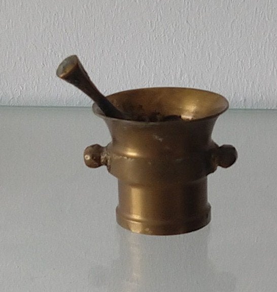 vintage vijzel met stamper messing Lebber,  volgnr 2, Ophalen of Verzenden