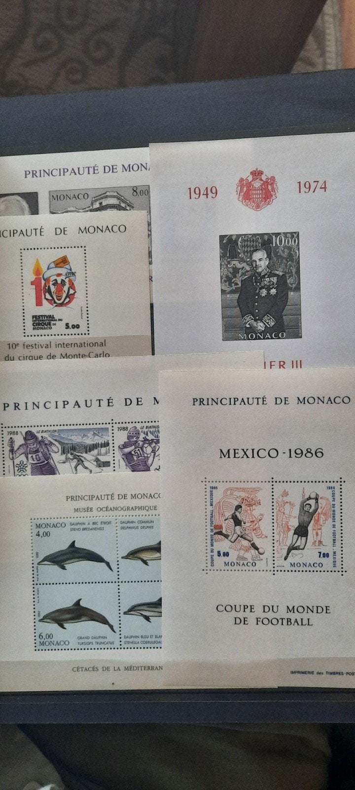 Monaco: 6 postfrisse velletjes met diverse thema's, Ophalen of Verzenden