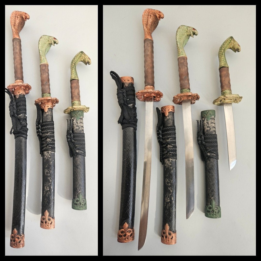 Japan,  Tanto cobra, koop van drie tanto messen in schede, Japan, Ophalen of Verzenden, Wapen, Handgemaakt