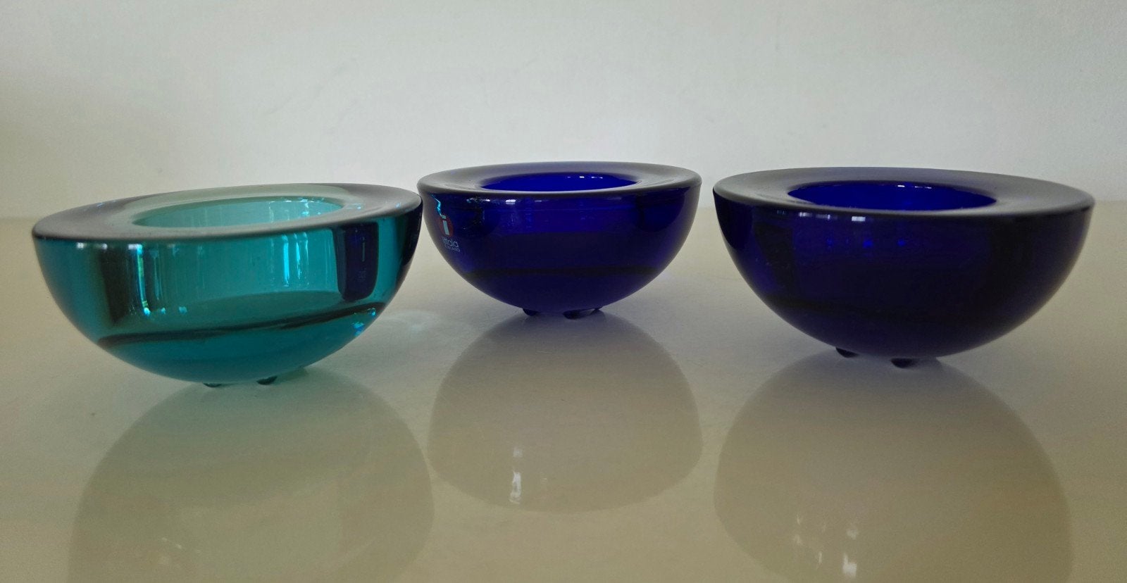 3 x iittala Ballo waxinelichthouders, kobaltblauw, zeegroen, Blauw, Waxinelichthouder, Ophalen of Verzenden, Iittala