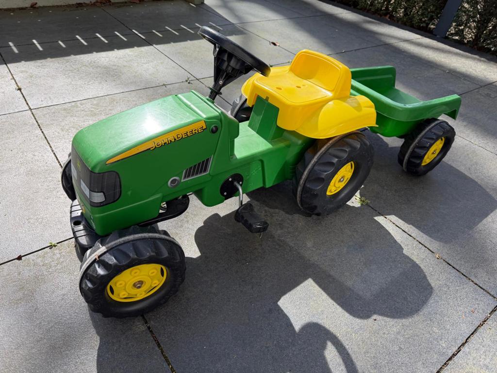 Speelgoedtractor met aanhanger – groen/geel, Ophalen, Gebruikt