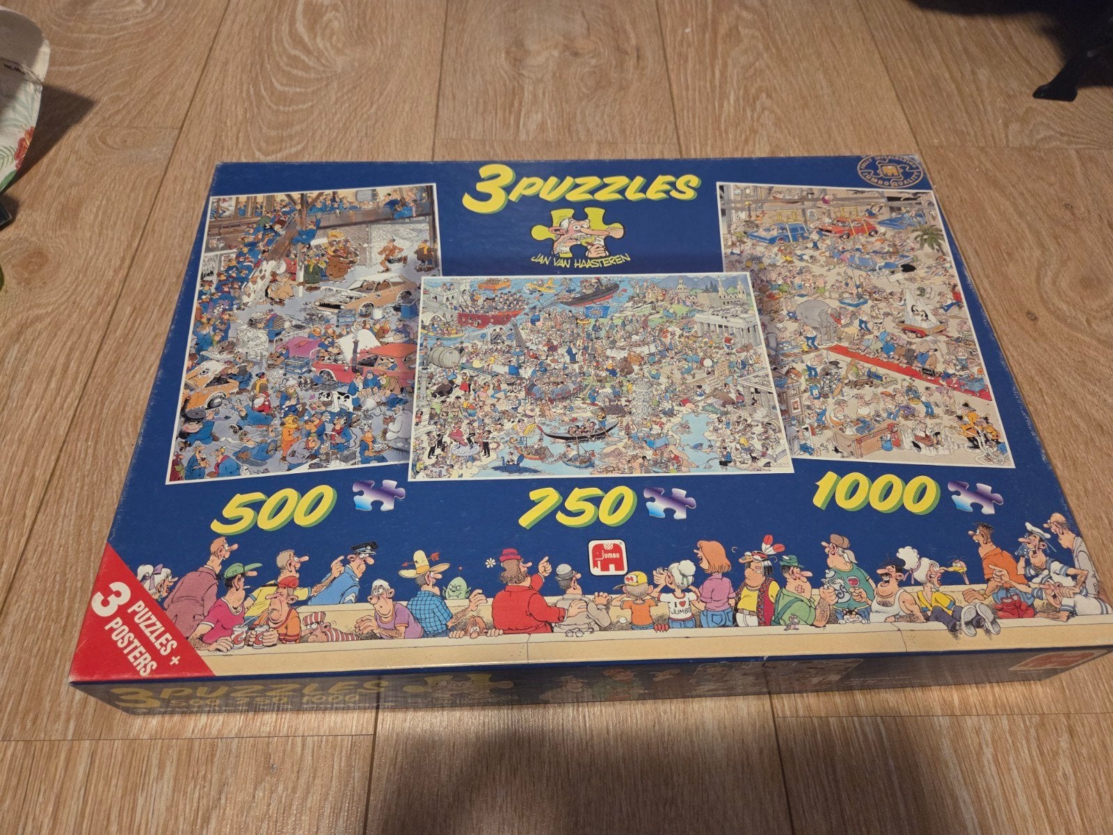 Jan van Haasteren Puzzels 3 in 1 doos, Ophalen of Verzenden, 500 t/m 1500 stukjes, Gebruikt, Legpuzzel