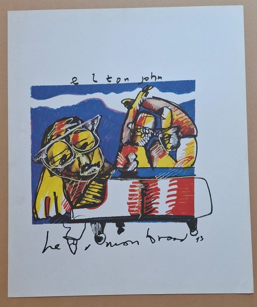 Herman Brood - Elton John - Pop Series 1993, Antiek en Kunst, Gesigneerd in de plaat, Ophalen of Verzenden, Portret en Figuren