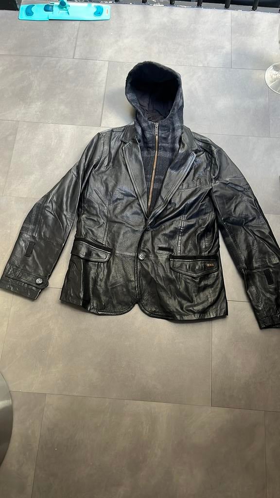 Iceberg (ICE) leren jas met hoodie – maat 52 – uniek design, Ophalen, Maat 52/54 (L), ., Zo goed als nieuw