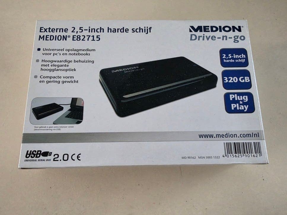 Medion Drive-n-go Externe 2.5 inch harde schijf 320GB, 320 GB, Server, HDD, Medion