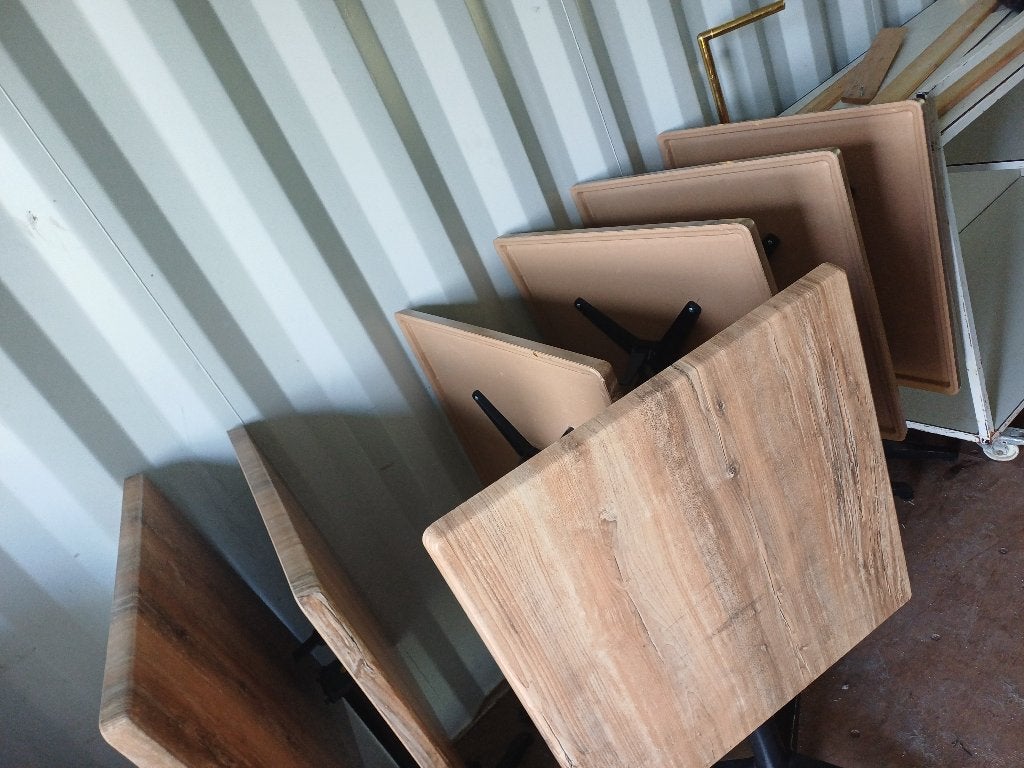 Terrastafels klapbaar 8 stuks en 24 terras stoelen, Ophalen, Gebruikt, Vierkant, Aluminium