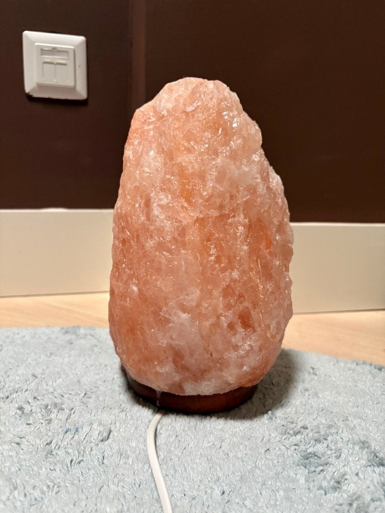 Grote zoutsteen lamp, Huis en Inrichting, Lampen | Tafellampen, Ophalen, Zo goed als nieuw, 24 cm