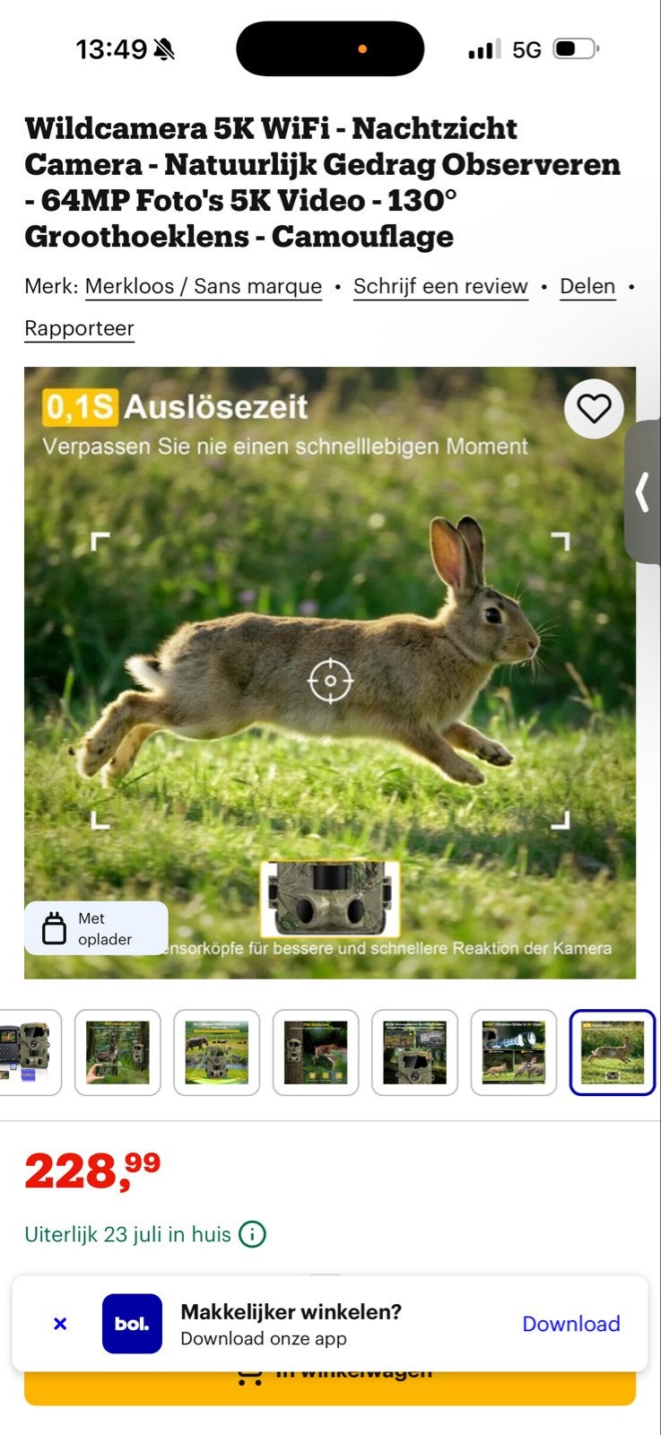 Foto 7 van Wildcamera 5K WiFi Nachtzicht 64MP Groothoeklens nieuw