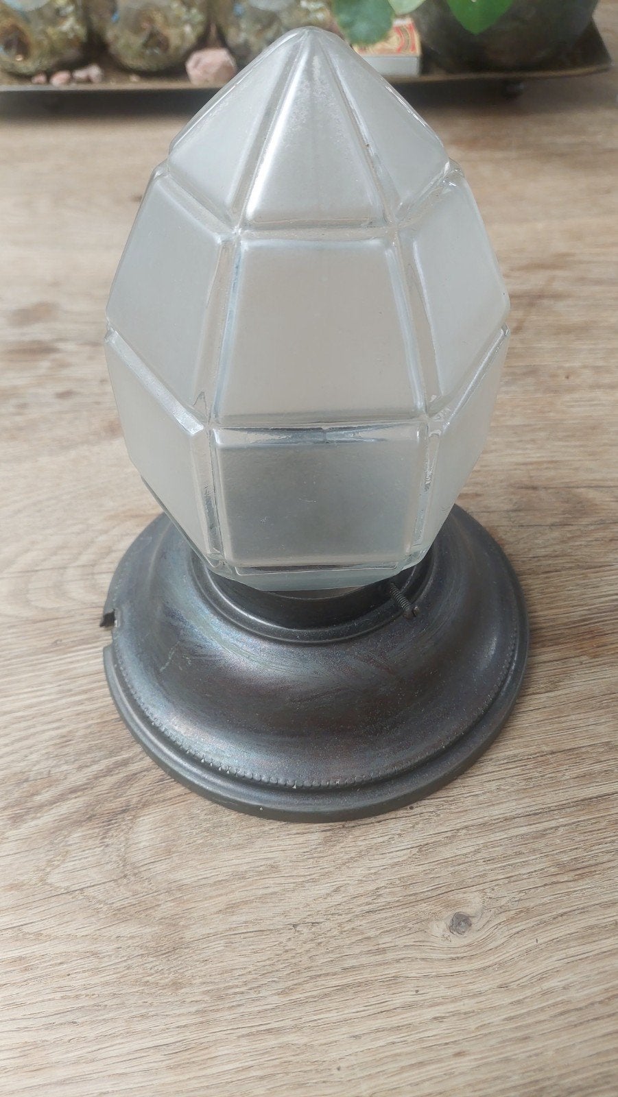 art deco plafonnière plafondlamp facetgeslepen antieke lamp, Ophalen of Verzenden