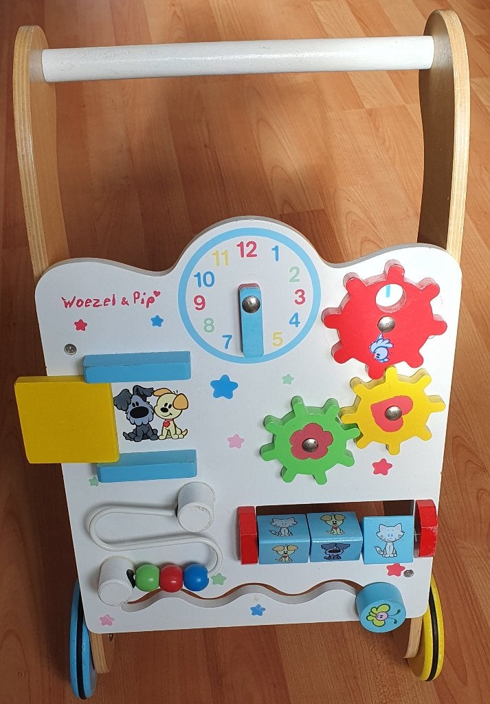 Woezel en pip houten babywalker activiteiten loopwagen, Kinderen en Baby's, Speelgoed | Houten speelgoed, Ophalen of Verzenden