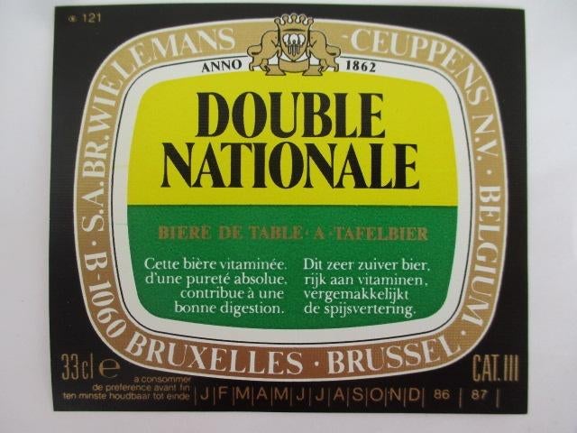 bieretiket Belgie 5-4 (8A) wielemans ceuppens, Verzamelen, Biermerken, Ophalen of Verzenden, Zo goed als nieuw, Overige typen