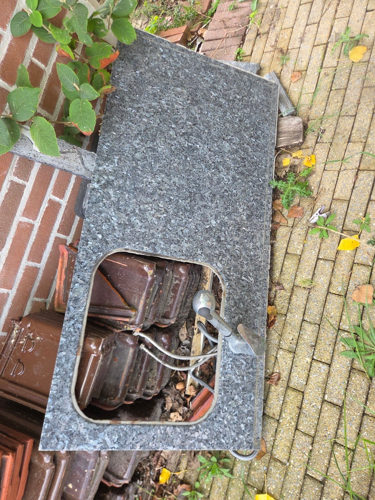 Granieten aanrechtblad met spoelbak en kraan, Ophalen, Gebruikt, Overige typen, Graniet of Steen