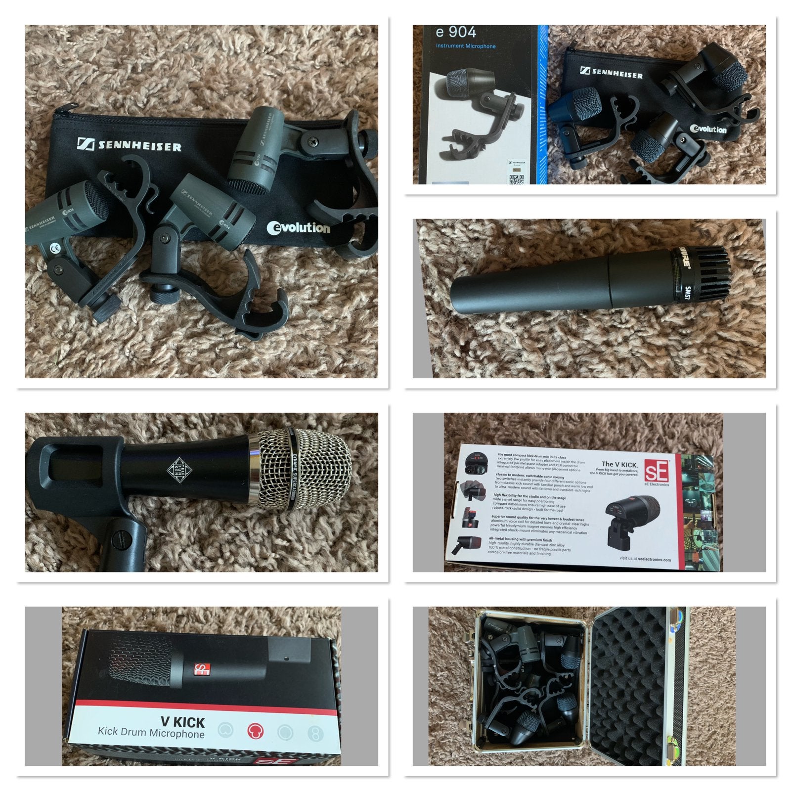 Drummicrofoons Sennheiser, SE, Telefunken, Shure, Muziek en Instrumenten, Microfoons, Ophalen, Zo goed als nieuw, Zangmicrofoon