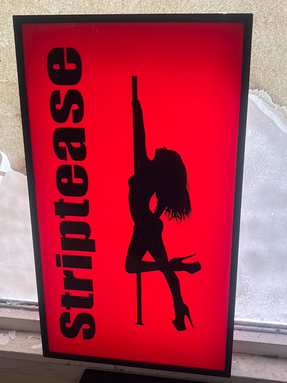 TEAB Redlight district Striptease lichtreklame, Ophalen of Verzenden, Zo goed als nieuw, Lichtbak of (neon) lamp